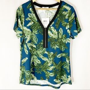 NWT Women's 89th & Madison Tropical Leaves Blouse